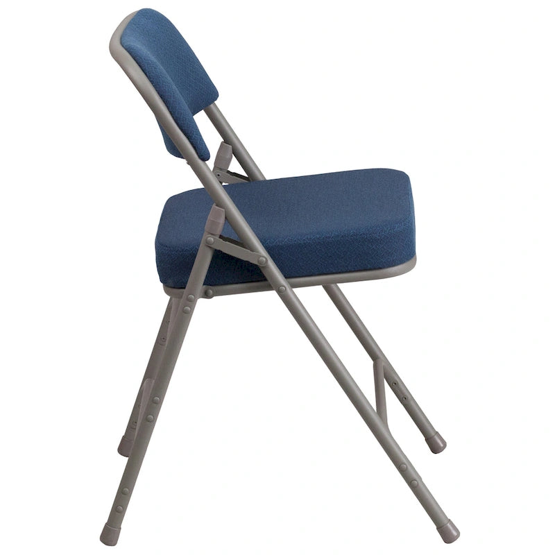 Lot de 2 chaises pliantes en métal, rembourrées en tissu, incurvées, à triple renfort et charnières