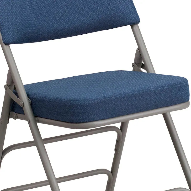 Lot de 2 chaises pliantes en métal, rembourrées en tissu, incurvées, à triple renfort et charnières