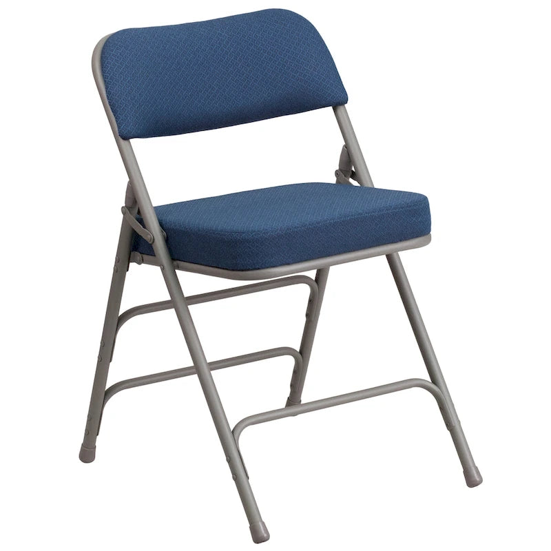 Lot de 2 chaises pliantes en métal, rembourrées en tissu, incurvées, à triple renfort et charnières