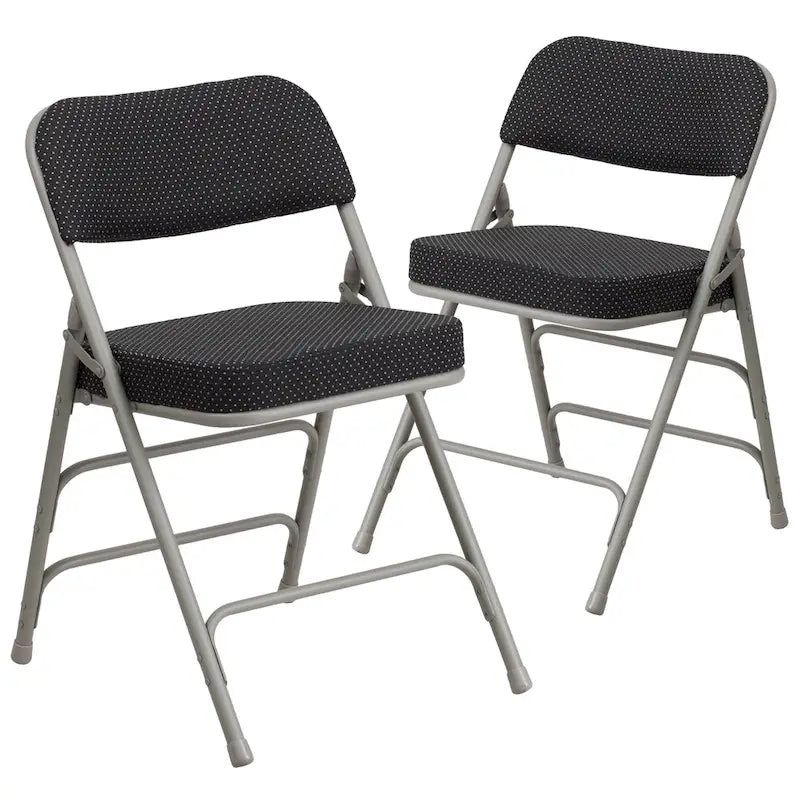 Lot de 2 chaises pliantes en métal, rembourrées en tissu, incurvées, à triple renfort et charnières