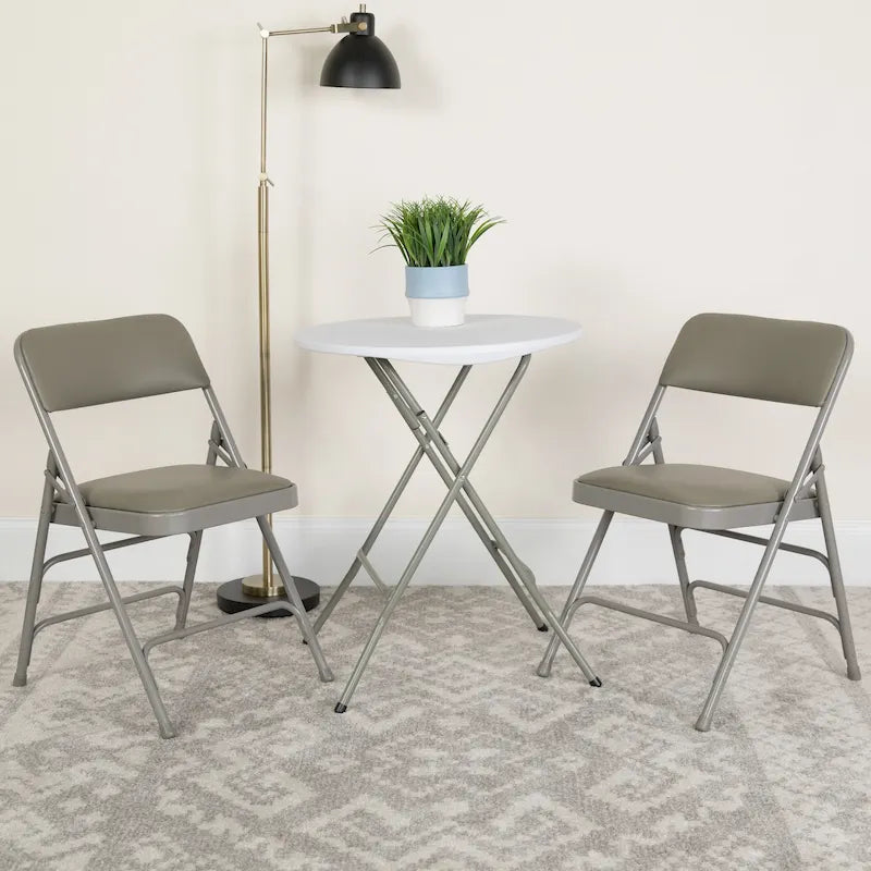 Lot de 2 chaises pliantes en métal avec assises rembourrées