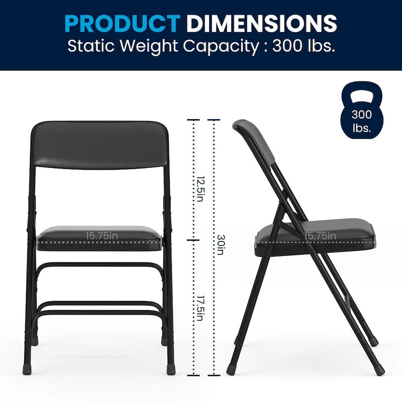 Lot de 2 chaises pliantes en métal avec assises rembourrées