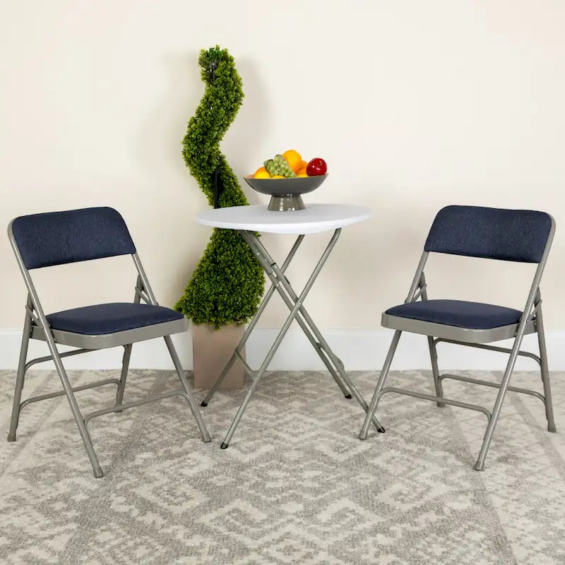 Lot de 2 chaises pliantes en métal avec assises rembourrées