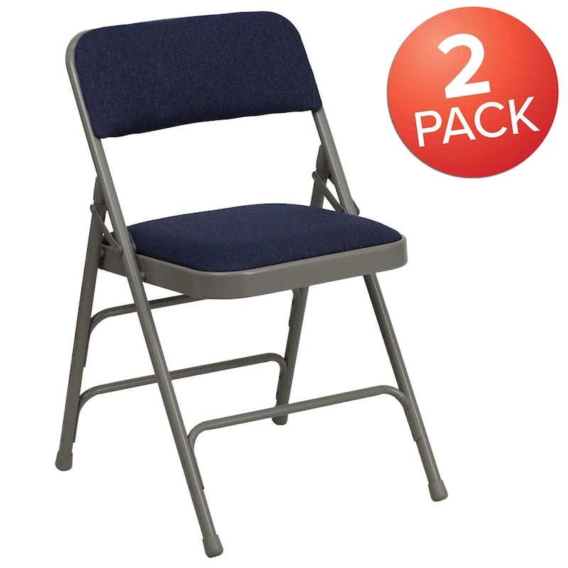 Lot de 2 chaises pliantes en métal avec assises rembourrées