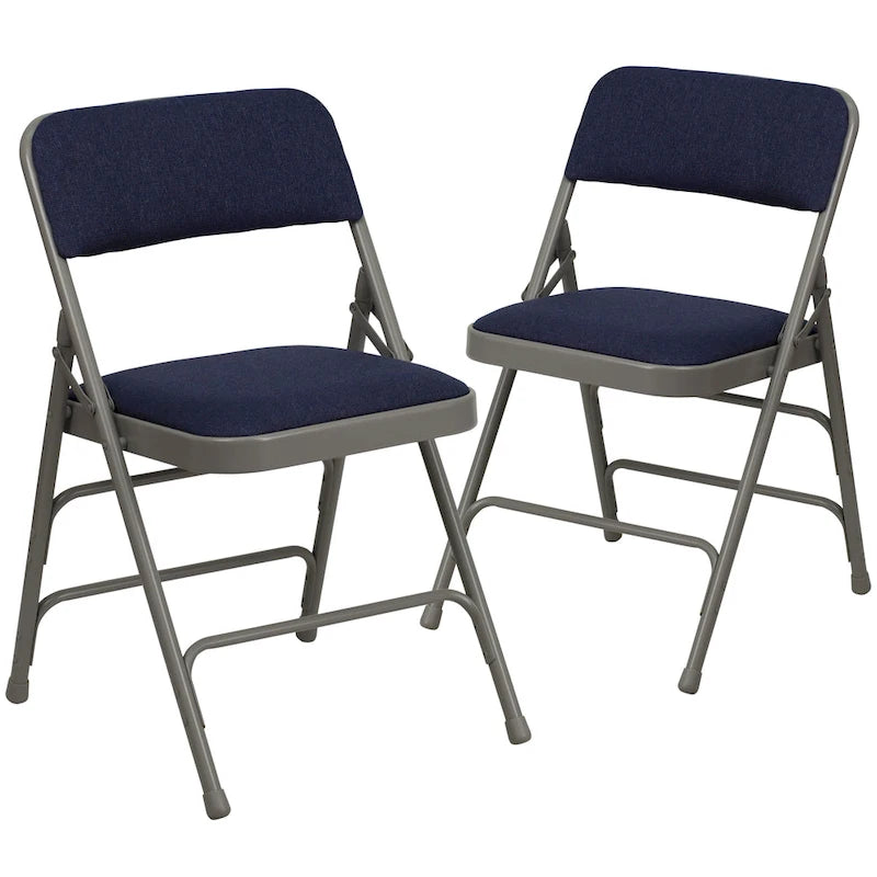 Lot de 2 chaises pliantes en métal avec assises rembourrées