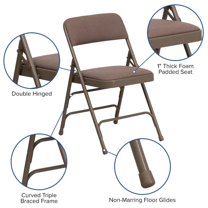 Lot de 2 chaises pliantes en métal avec assises rembourrées