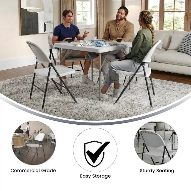 Lot de 2 chaises pliantes en plastique, capacité 150 kg, avec cadre anthracite