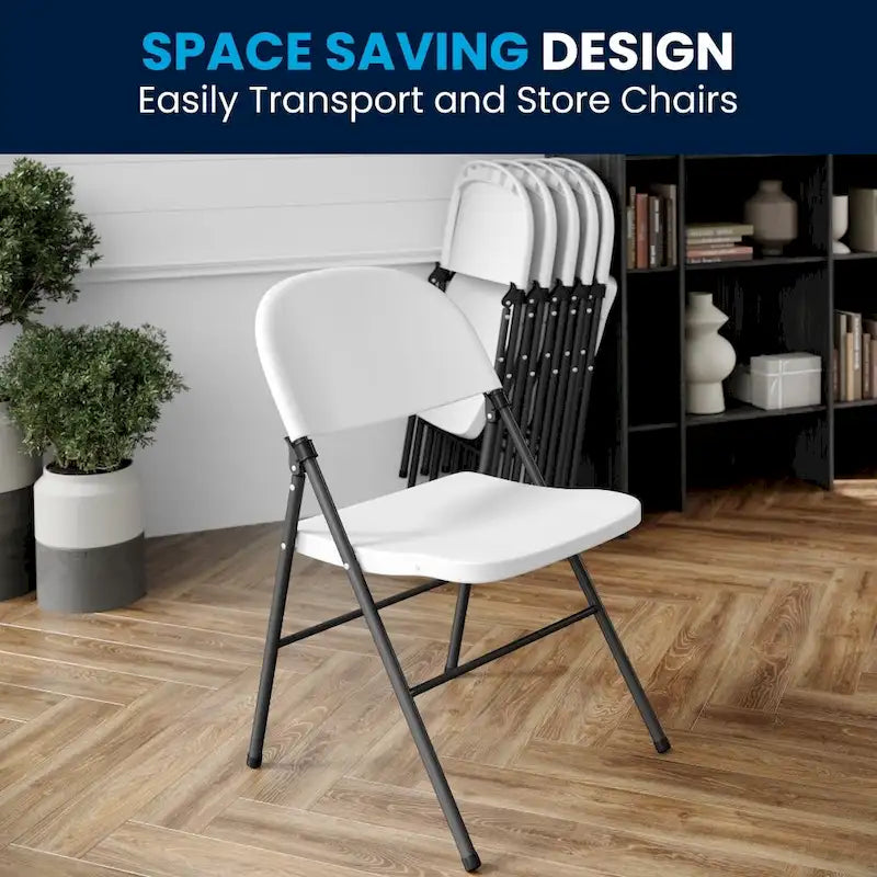 Lot de 2 chaises pliantes en plastique, capacité 150 kg, avec cadre anthracite