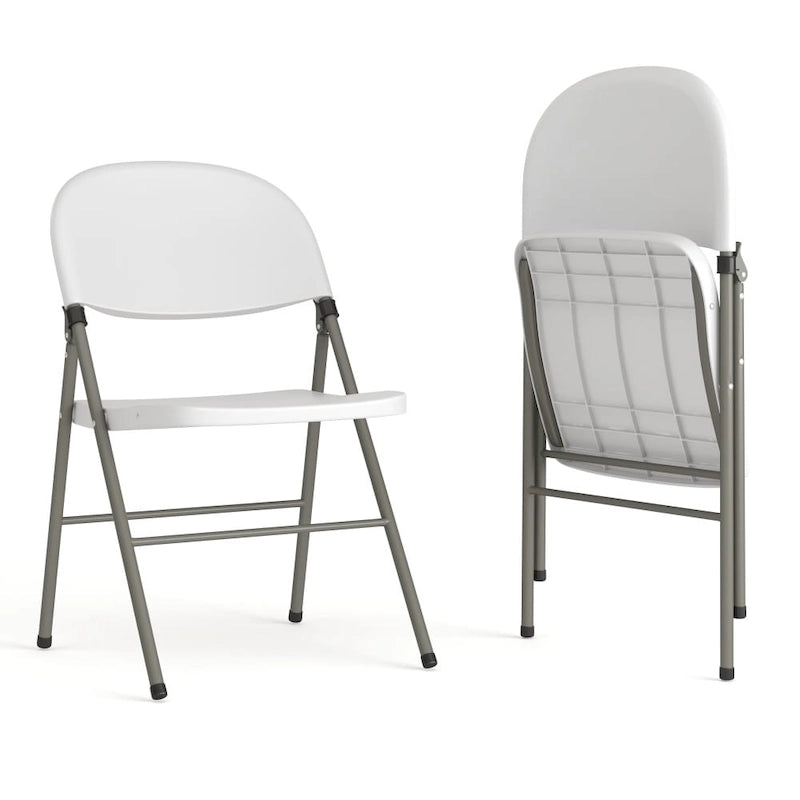 Lot de 2 chaises pliantes en plastique, capacité 150 kg, avec cadre anthracite