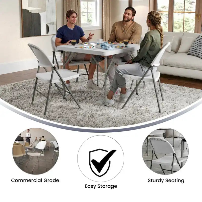 Lot de 2 chaises pliantes en plastique, capacité 150 kg, avec cadre anthracite