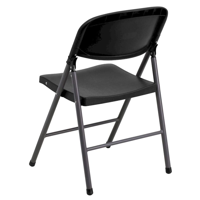 Lot de 2 chaises pliantes en plastique, capacité 150 kg, avec cadre anthracite