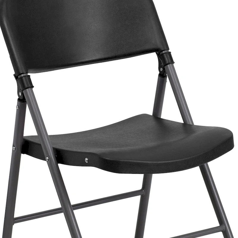Lot de 2 chaises pliantes en plastique, capacité 150 kg, avec cadre anthracite
