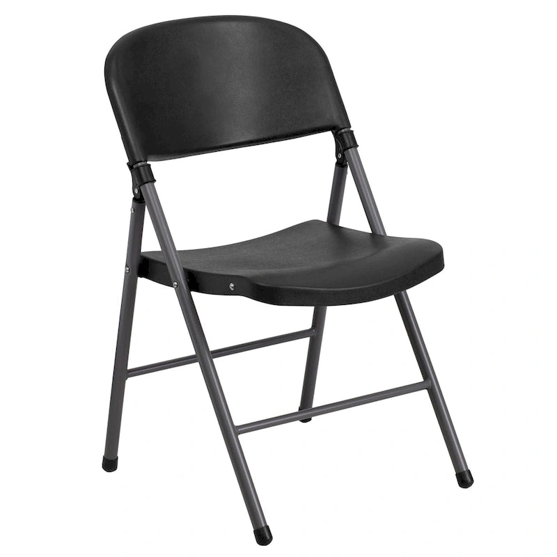 Lot de 2 chaises pliantes en plastique, capacité 150 kg, avec cadre anthracite