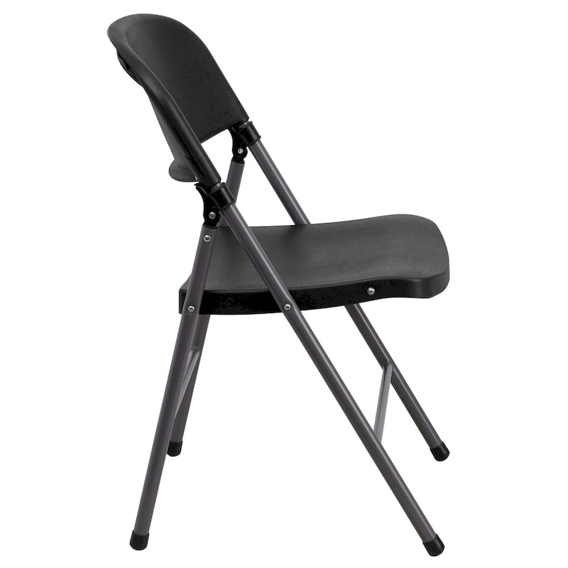 Lot de 2 chaises pliantes en plastique, capacité 150 kg, avec cadre anthracite