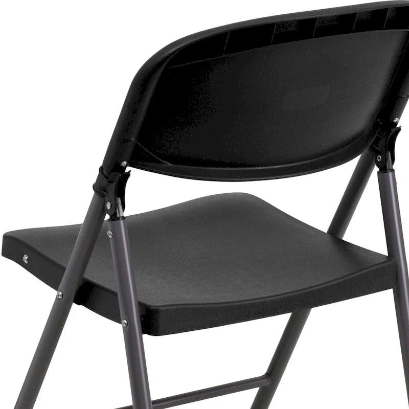 Lot de 2 chaises pliantes en plastique, capacité 150 kg, avec cadre anthracite