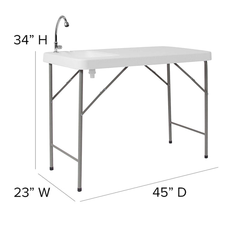Table de nettoyage de poisson portable de 4 pieds / Table de camping extérieure avec évier