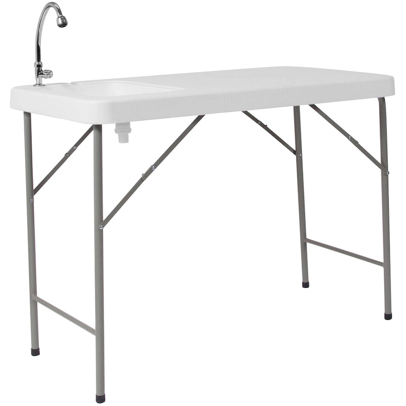 Table de nettoyage de poisson portable de 4 pieds / Table de camping extérieure avec évier