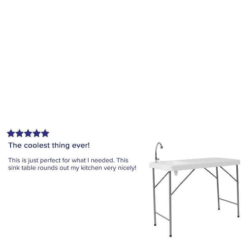 Table de nettoyage de poisson portable de 4 pieds / Table de camping extérieure avec évier