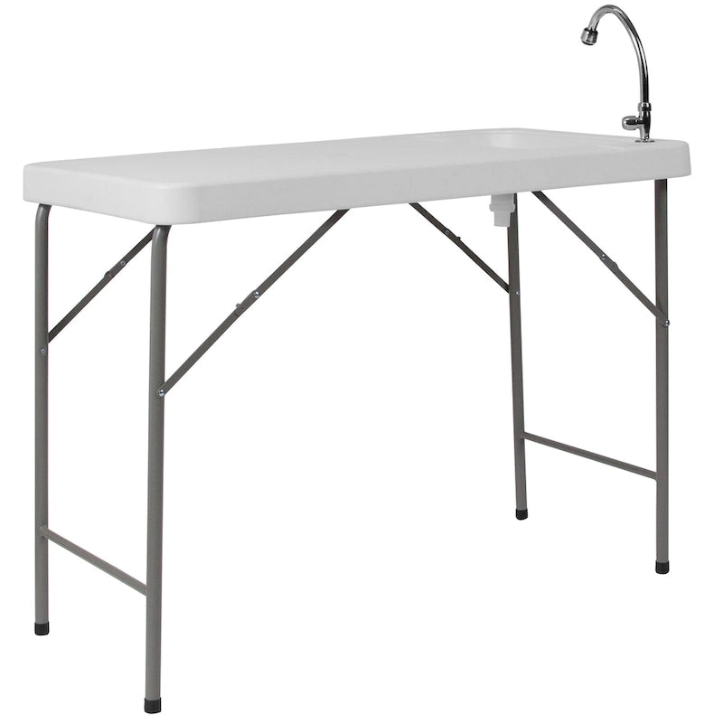 Table de nettoyage de poisson portable de 4 pieds / Table de camping extérieure avec évier