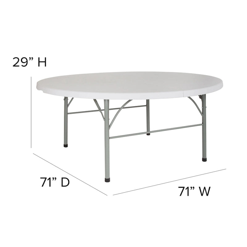 Table pliante ronde en plastique de 1,80 m avec poignée