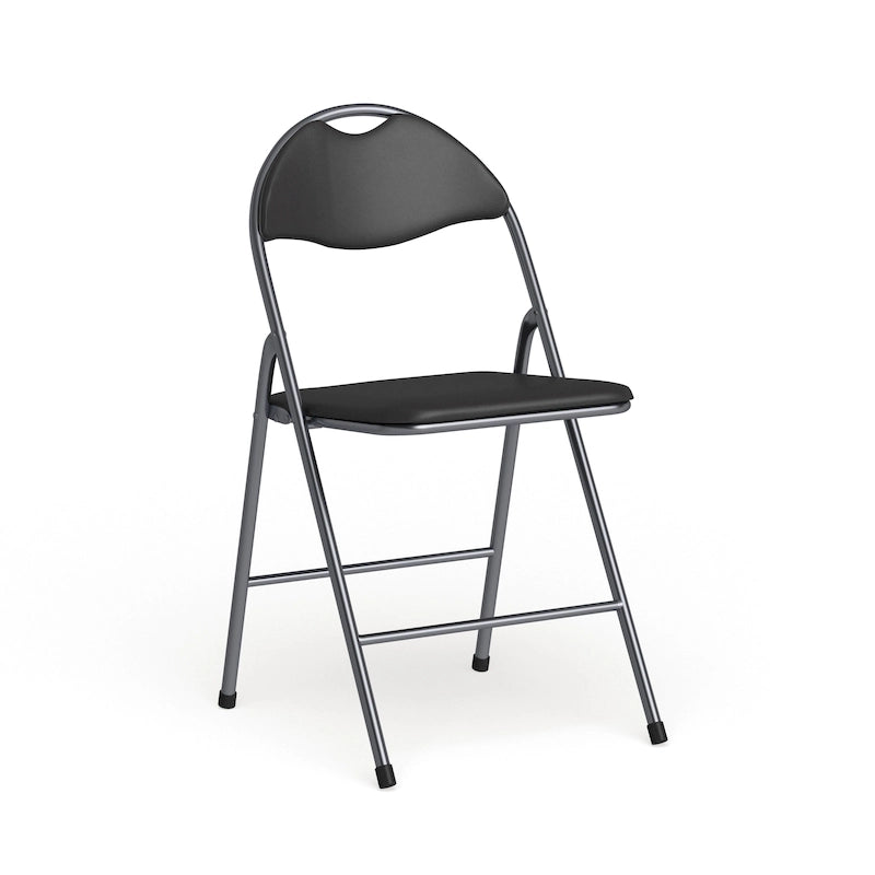 Lot de 2 chaises pliantes en vinyle et métal, capacité de 136 kg, avec poignée de transport