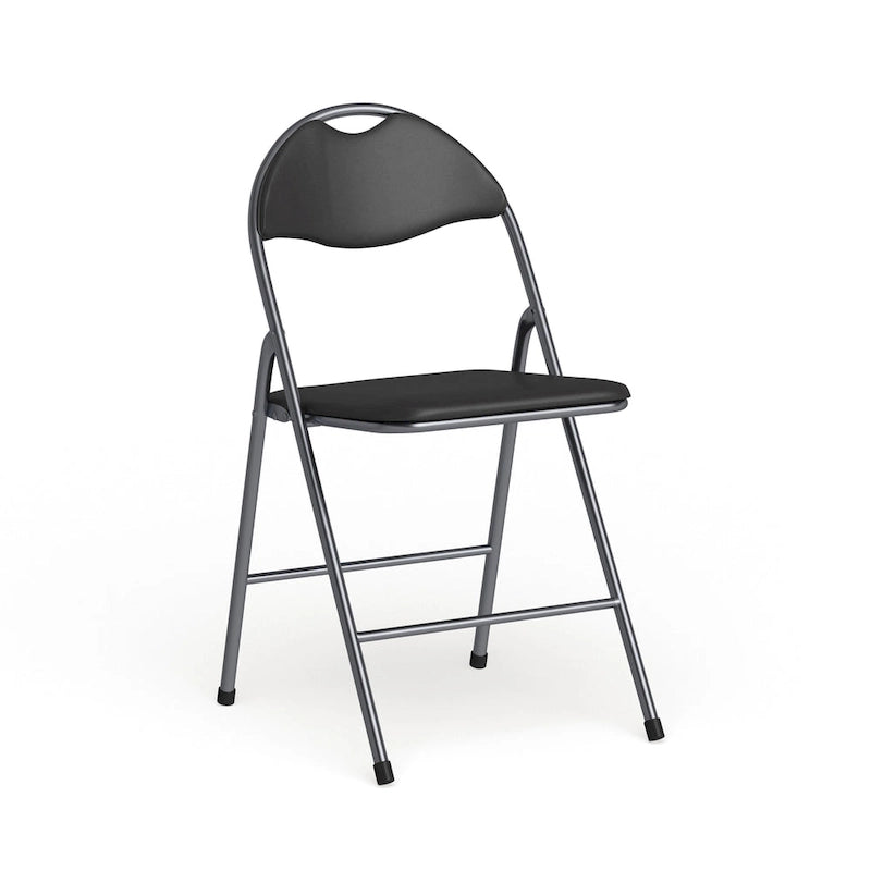 Lot de 2 chaises pliantes en vinyle et métal, capacité de 136 kg, avec poignée de transport