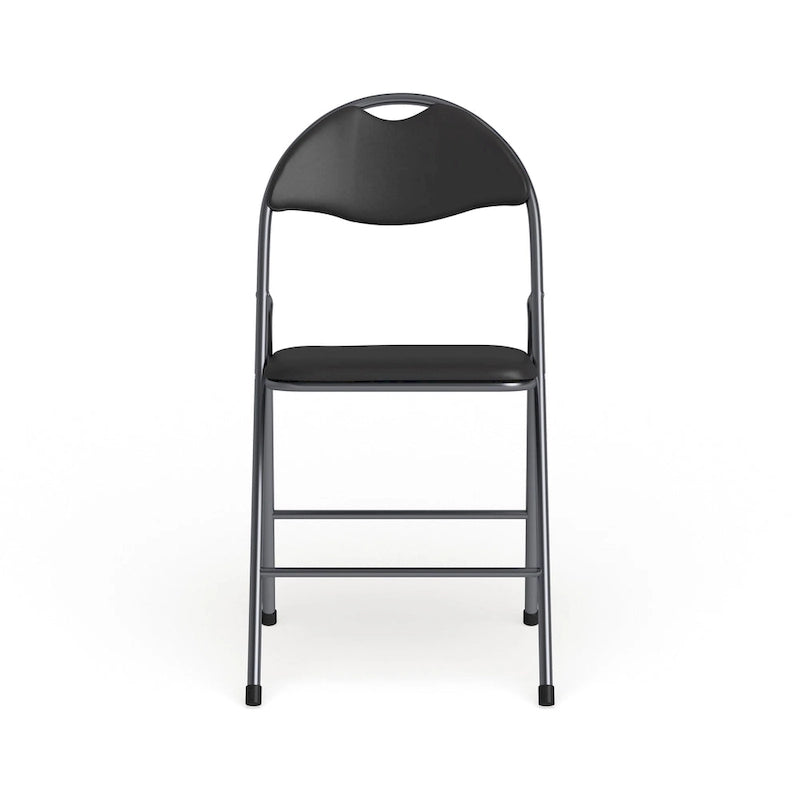 Lot de 2 chaises pliantes en vinyle et métal, capacité de 136 kg, avec poignée de transport