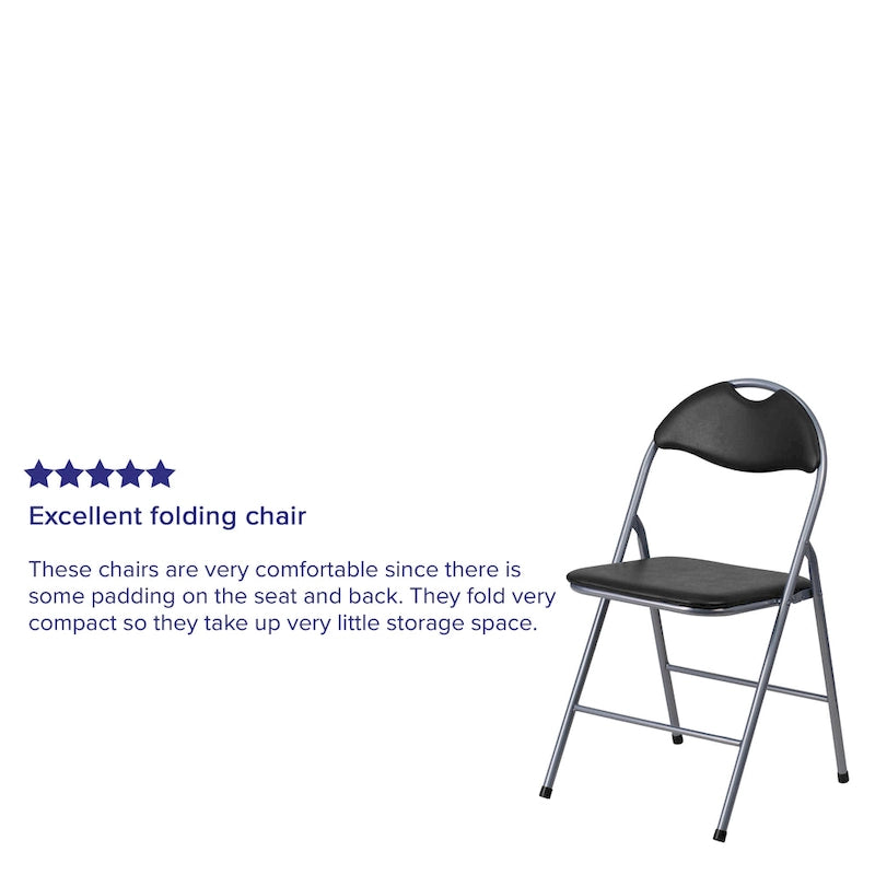Lot de 2 chaises pliantes en vinyle et métal, capacité de 136 kg, avec poignée de transport
