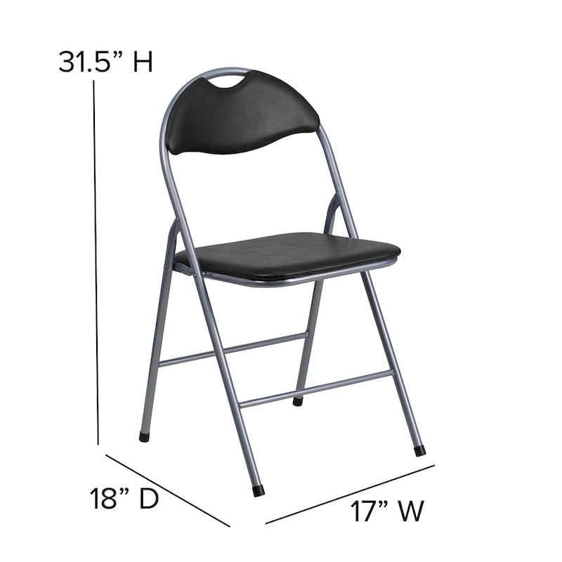 Lot de 2 chaises pliantes en vinyle et métal, capacité de 136 kg, avec poignée de transport