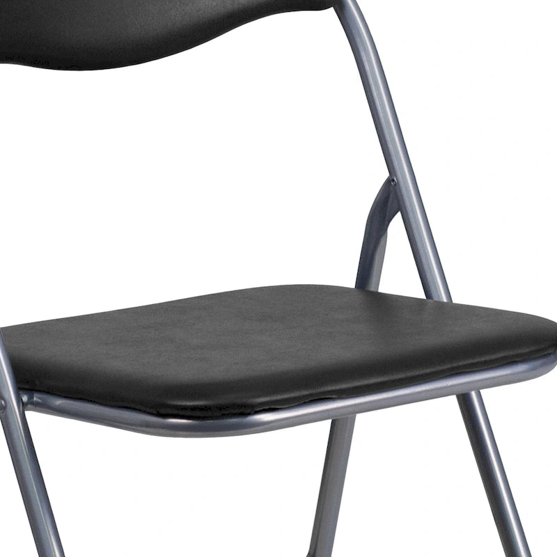 Lot de 2 chaises pliantes en vinyle et métal, capacité de 136 kg, avec poignée de transport