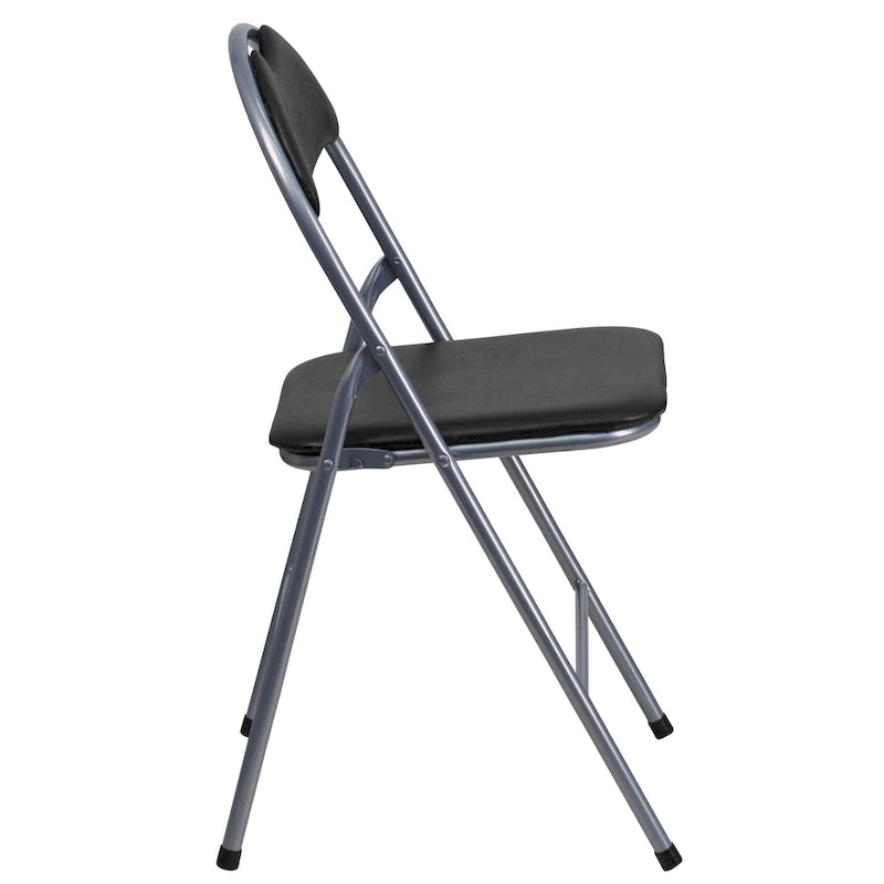 Lot de 2 chaises pliantes en vinyle et métal, capacité de 136 kg, avec poignée de transport