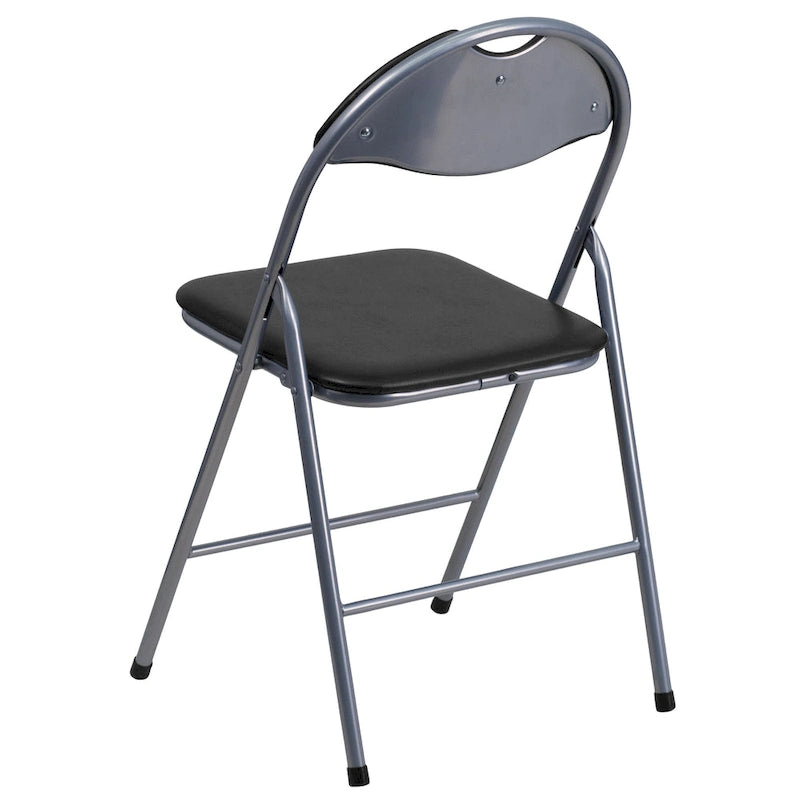Lot de 2 chaises pliantes en vinyle et métal, capacité de 136 kg, avec poignée de transport