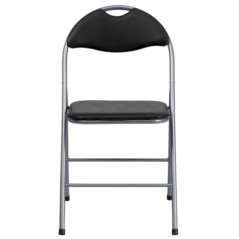 Lot de 2 chaises pliantes en vinyle et métal, capacité de 136 kg, avec poignée de transport