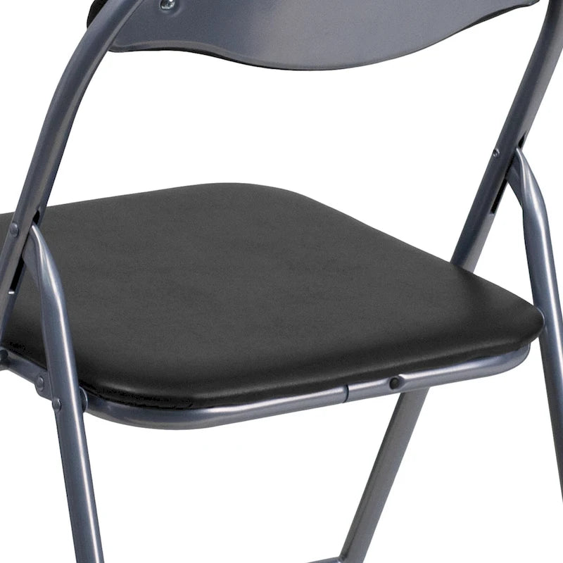 Lot de 2 chaises pliantes en vinyle et métal, capacité de 136 kg, avec poignée de transport