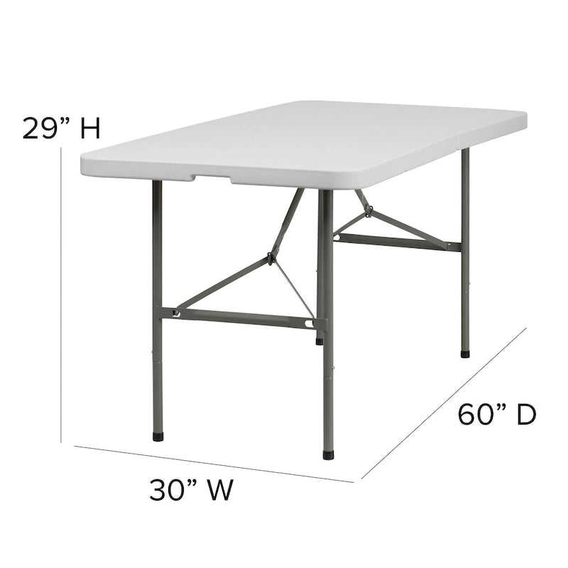 Table pliante en plastique blanc granit, 30 po L x 60 po l – Table de banquet