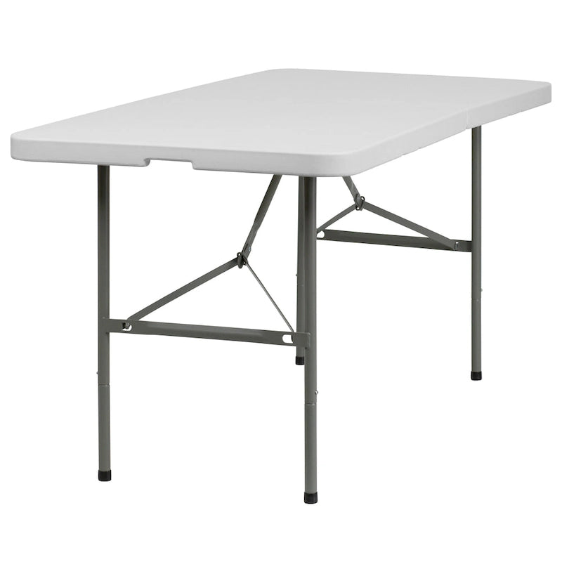 Table pliante en plastique blanc granit, 30 po L x 60 po l – Table de banquet