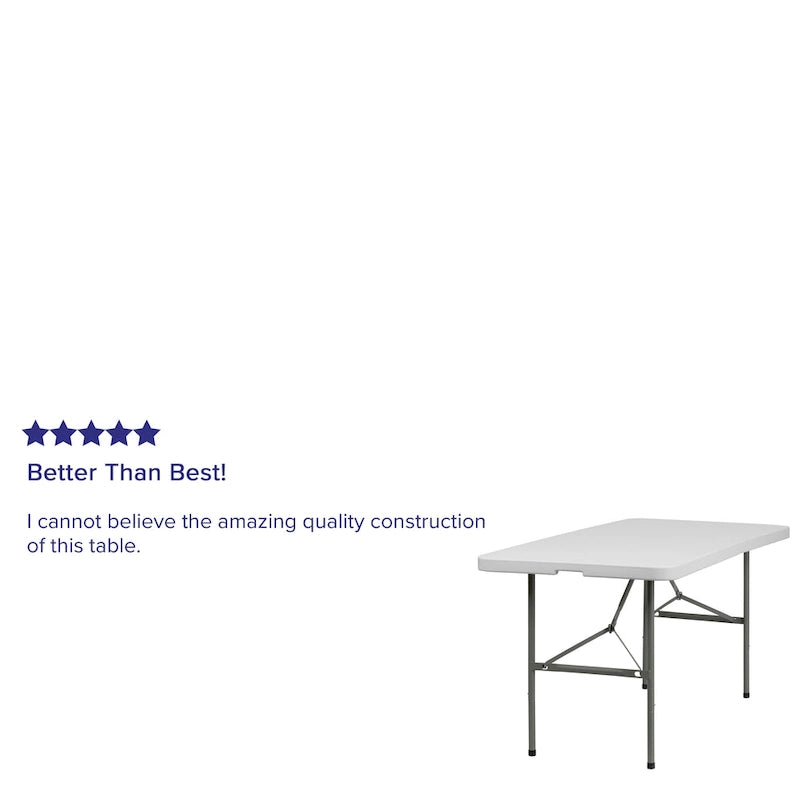 Table pliante en plastique blanc granit, 30 po L x 60 po l – Table de banquet