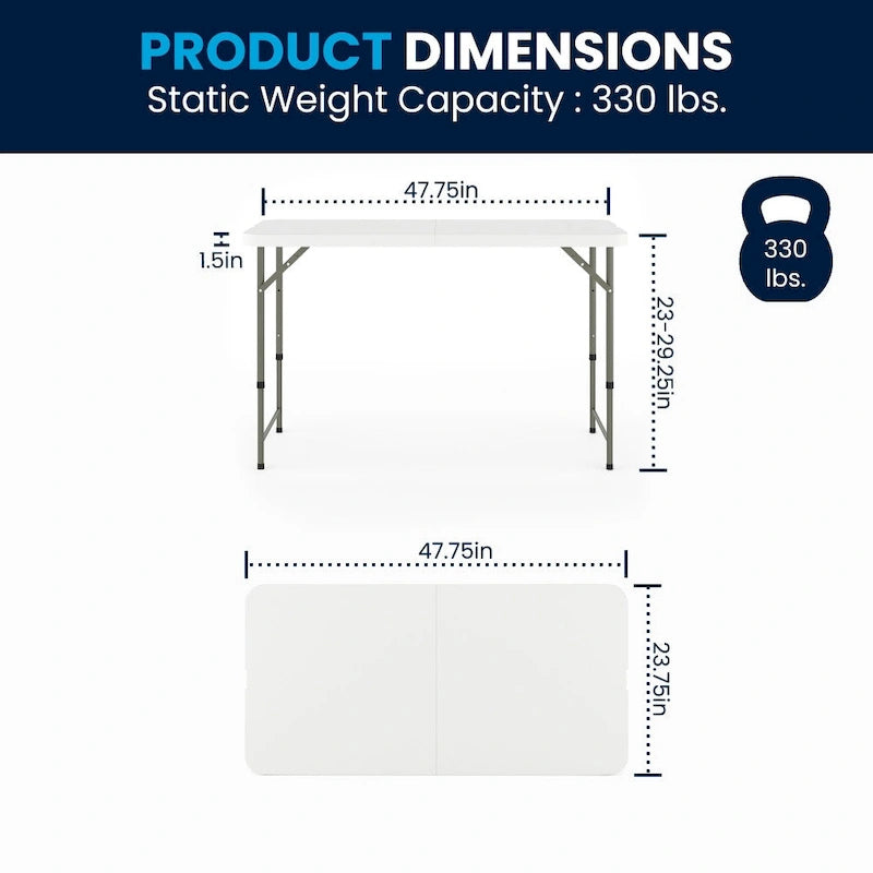 Table pliante en plastique à hauteur réglable