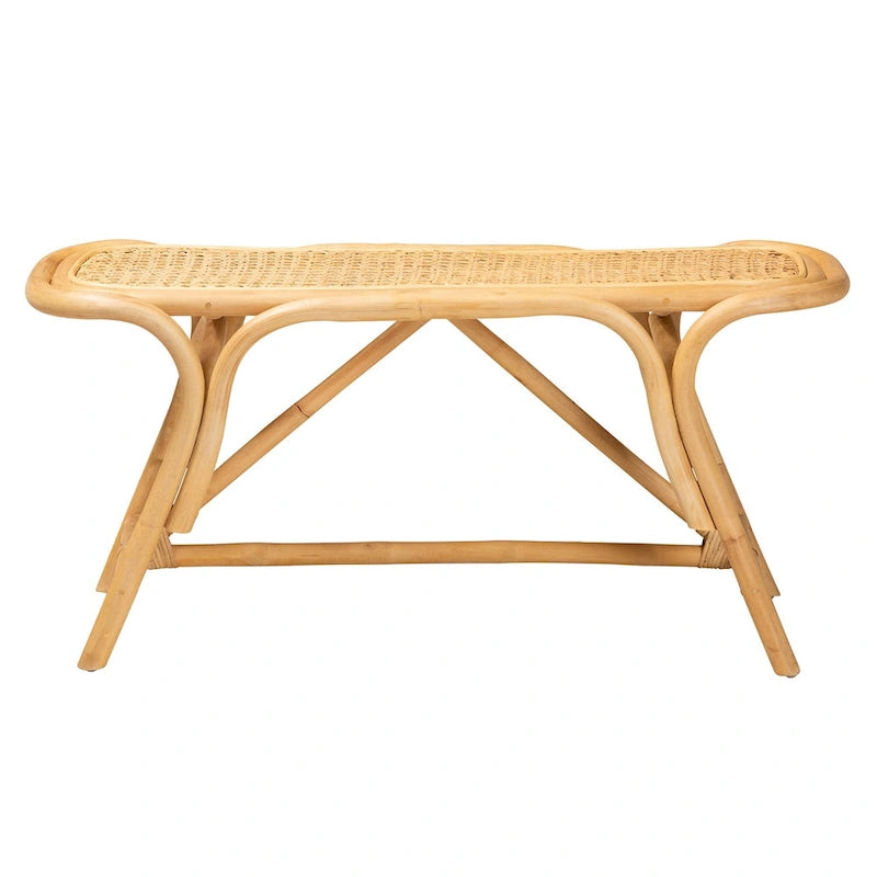 Banc d'appoint moderne bohème en rotin naturel marron