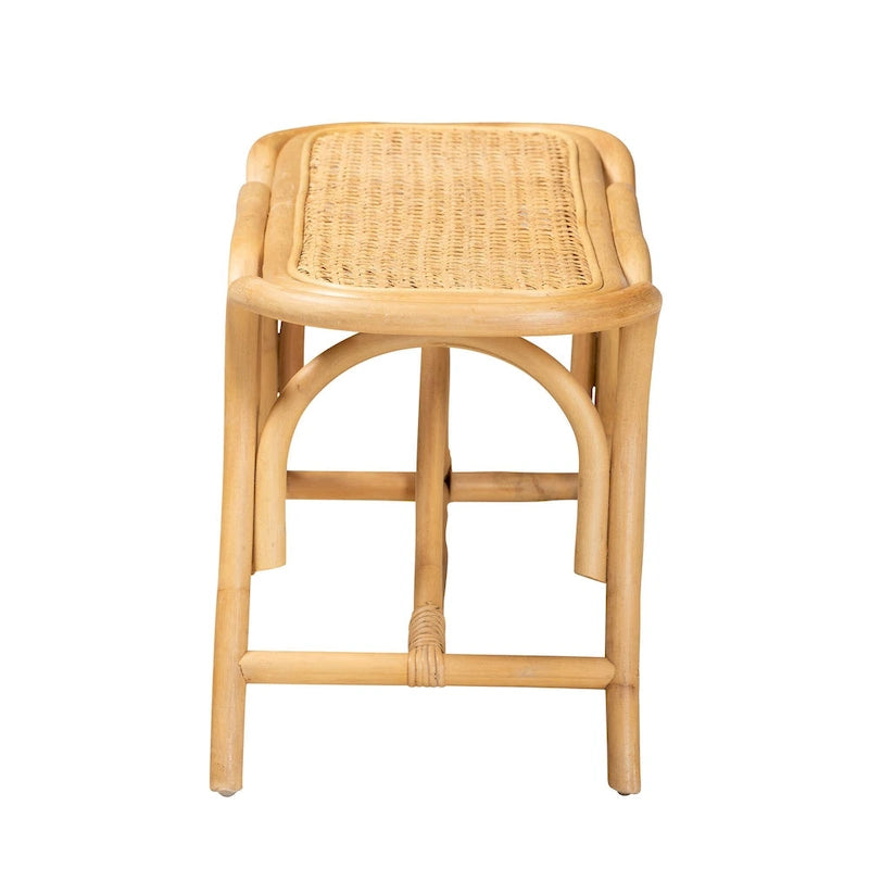 Banc d'appoint moderne bohème en rotin naturel marron