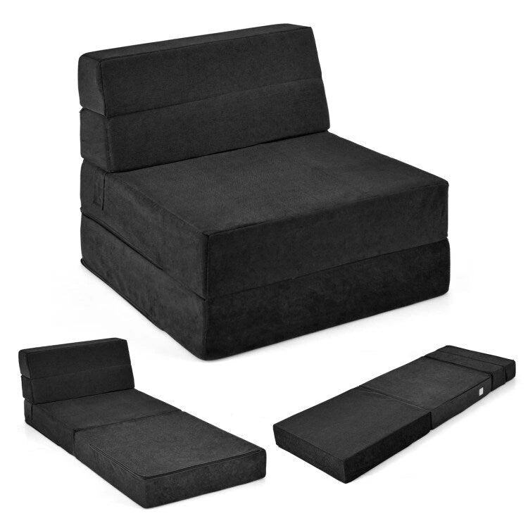 Chaise longue convertible pliable à trois volets – 75 x 28 x 6