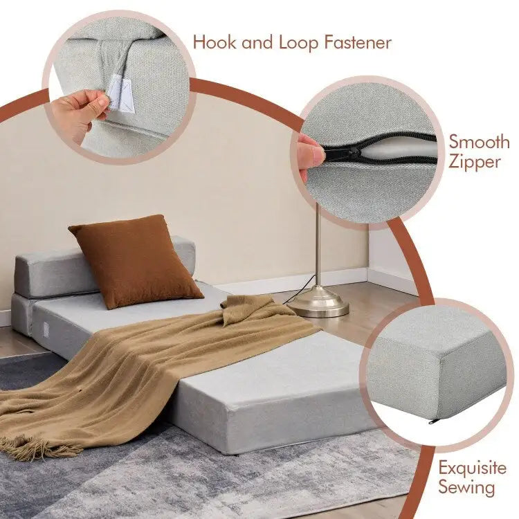 Chaise longue convertible pliable à trois volets – 75 x 28 x 6