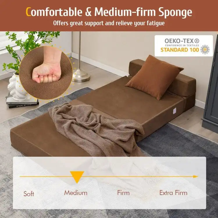Chaise longue convertible pliable à trois volets – 75 x 28 x 6