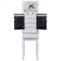 Standing Jewelry Armoire with Mirror, 5 Drawers & 14 Necklace Hooks, Jewelry Cabinet Chest with Removable Ring Storage Slot and