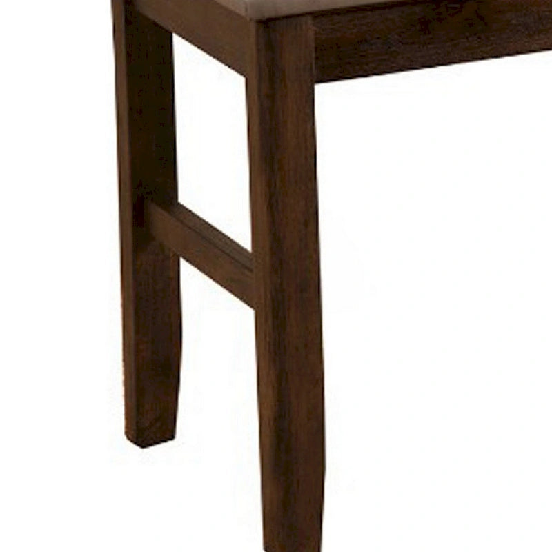 Banc de salle à manger en bois d'hévéa avec revêtement rembourré marron - 19 H x 14 L x 48,5 P pouces