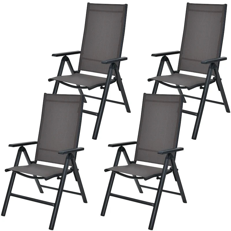4 chaises pliantes de salle à manger en aluminium réglables pour patio - Voir les détails