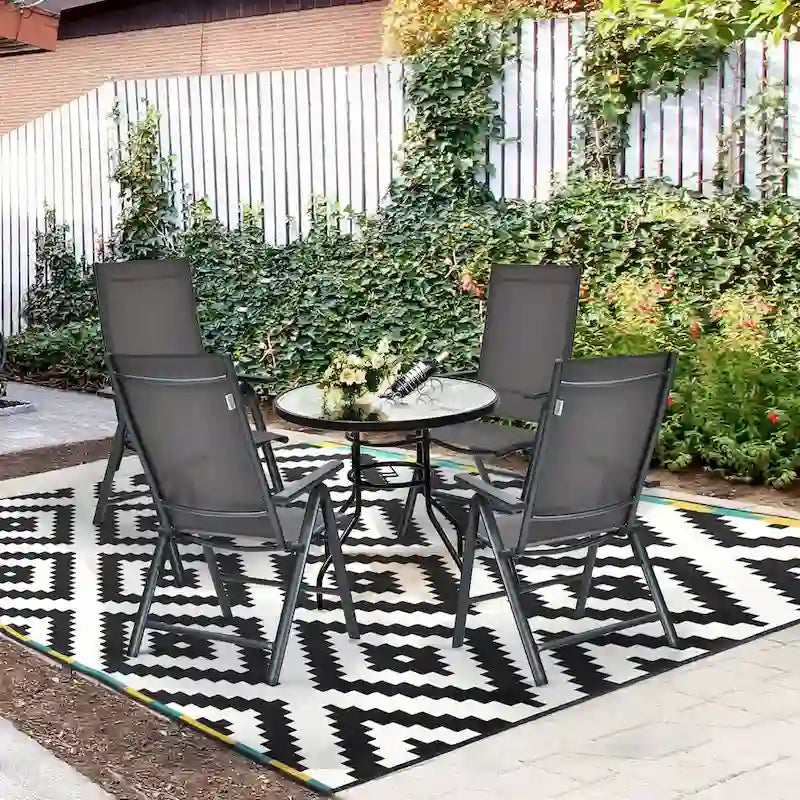 4 chaises pliantes de salle à manger en aluminium réglables pour patio - Voir les détails