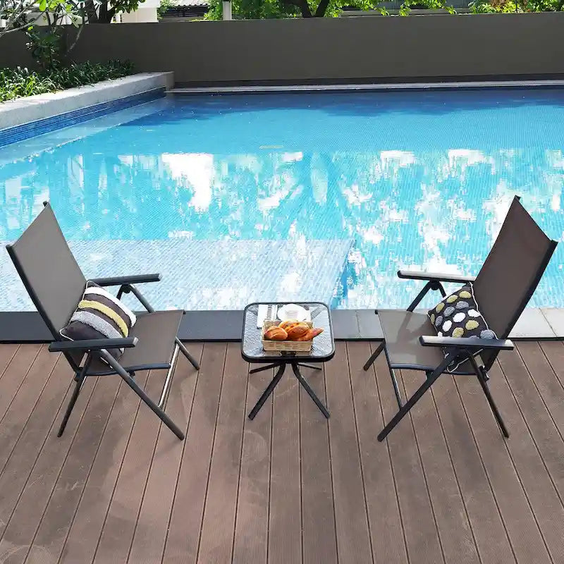 4 chaises pliantes de salle à manger en aluminium réglables pour patio - Voir les détails