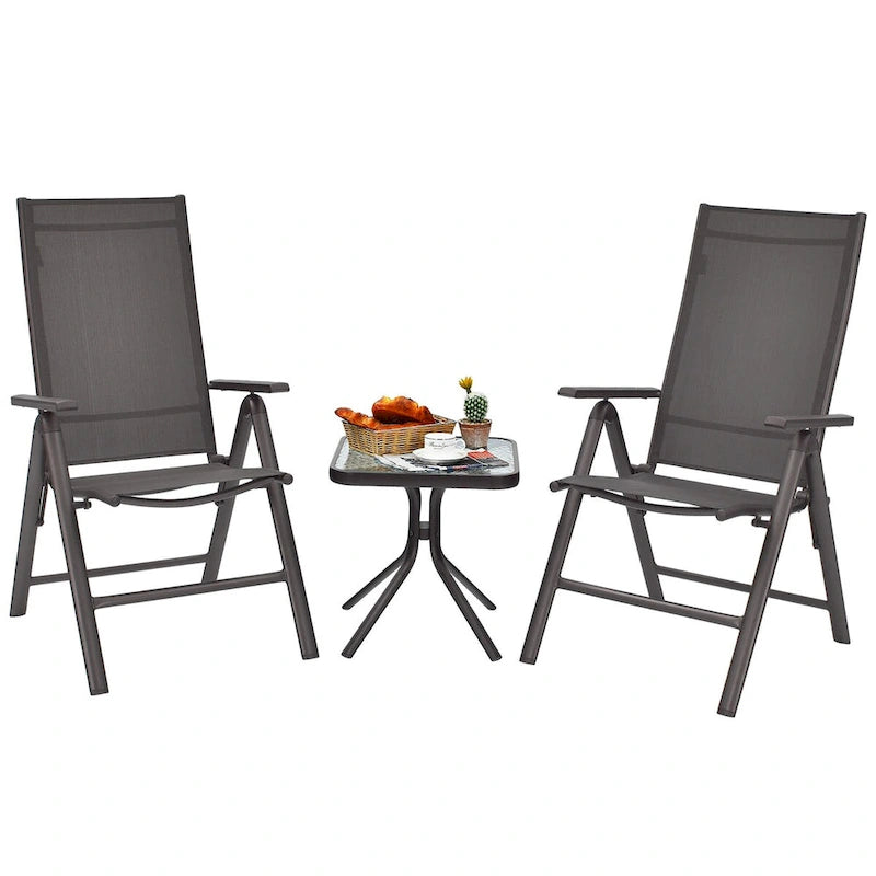 4 chaises pliantes de salle à manger en aluminium réglables pour patio - Voir les détails