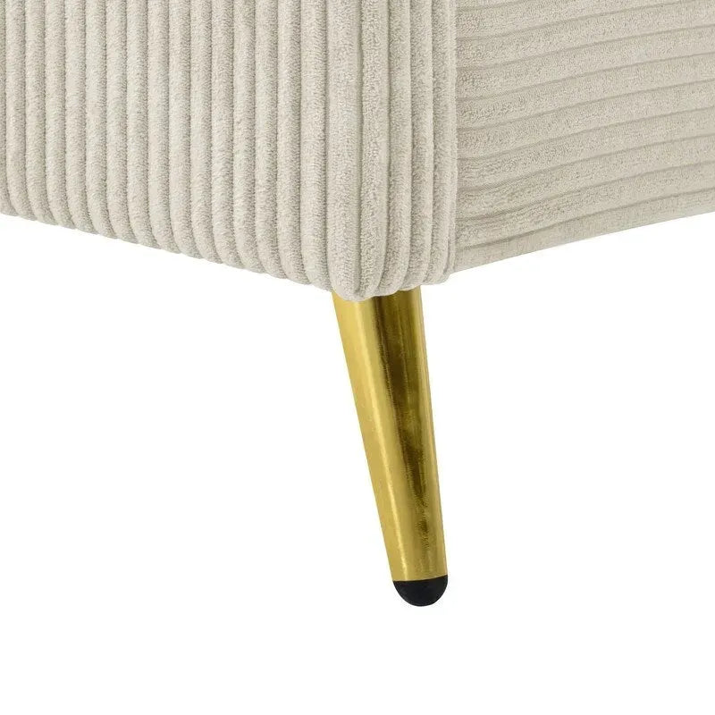 Lit plateforme Queen Size en velours côtelé avec pieds en métal